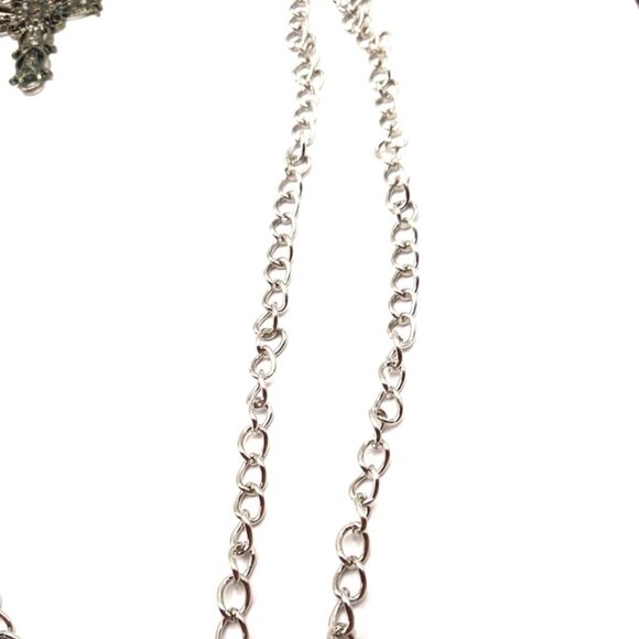 Mens Wallet Or Pants Double Layer Silver Tone Chain + Antique Style Cross -21" - Picture 4 of 8